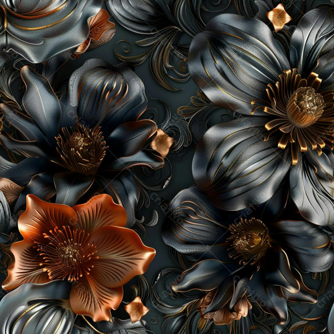 Textura Flores Metálicas para Fundo Elegante