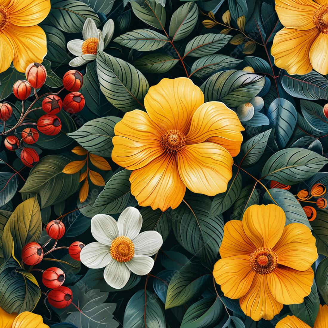 Textura floral amarela e branca para fundo