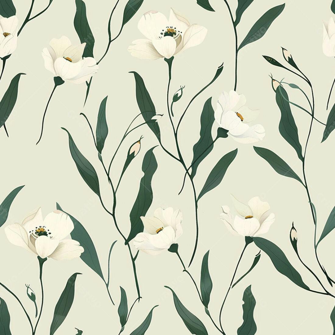 Textura floral branca e verde para papel de parede