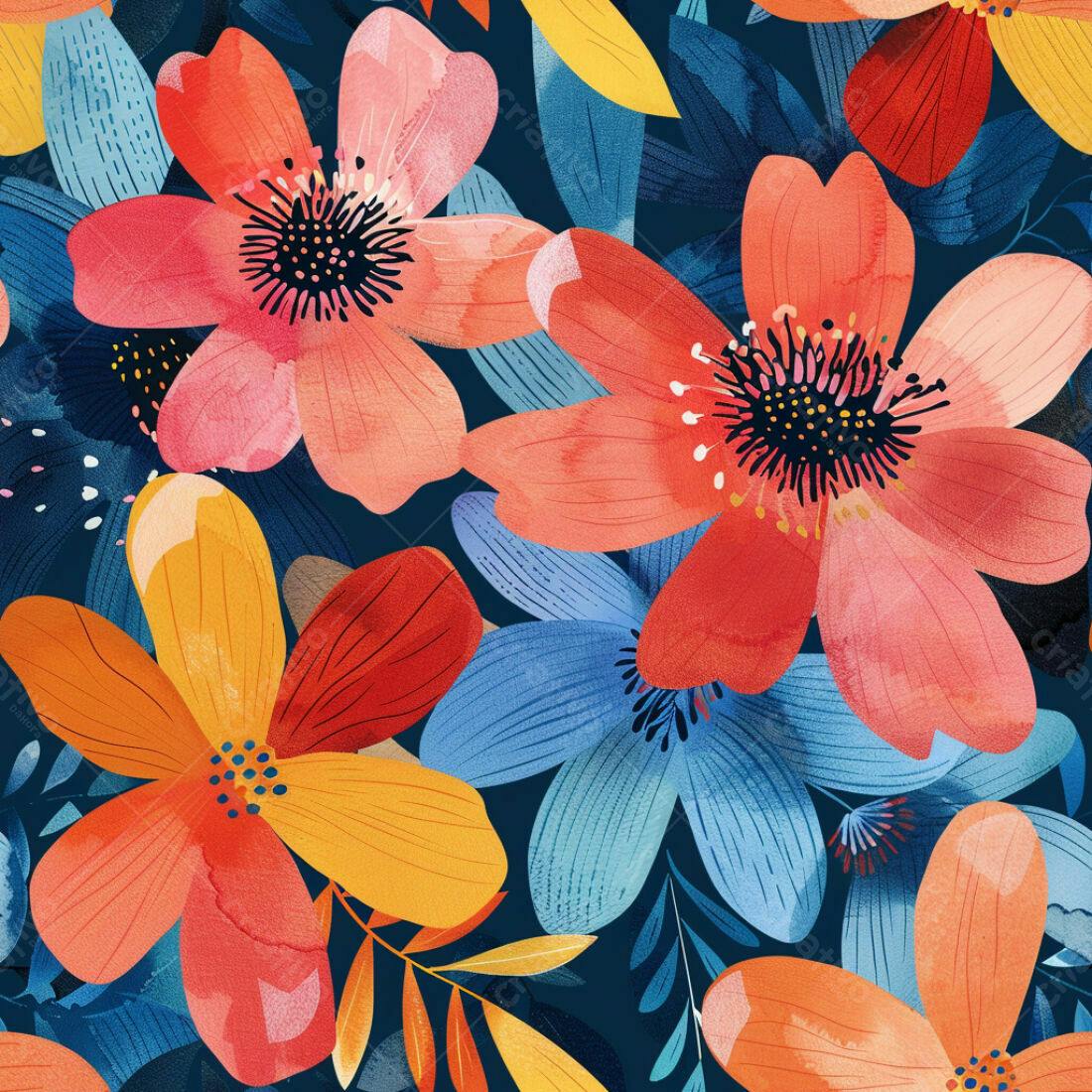 Textura floral vibrante para papel de parede