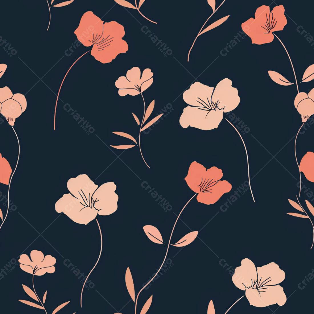 Textura floral pêssego e coral para papel de parede