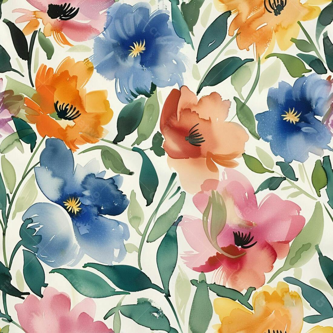 Textura floral aquarela para papel de parede