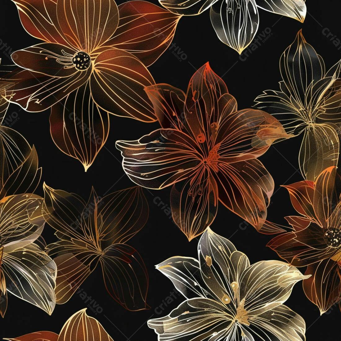 Textura floral dourada e marrom para fundo