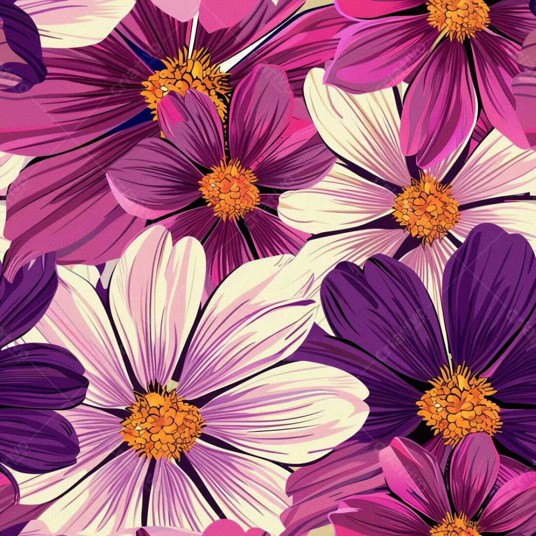 Textura Flores Rosas e Roxas para Fundo