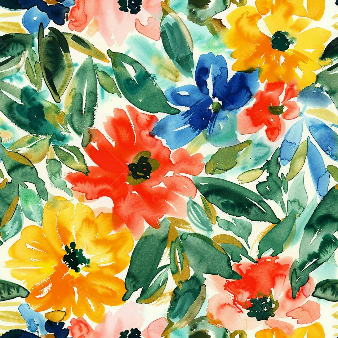 Textura floral aquarela vibrante para papel de parede