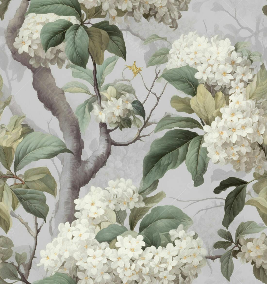 Textura floral branca e verde para papel de parede