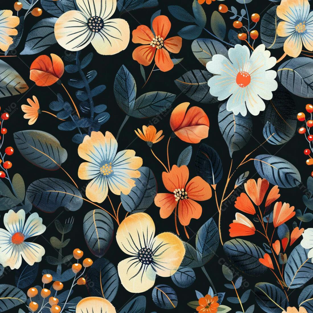 Textura floral escura para papel de parede