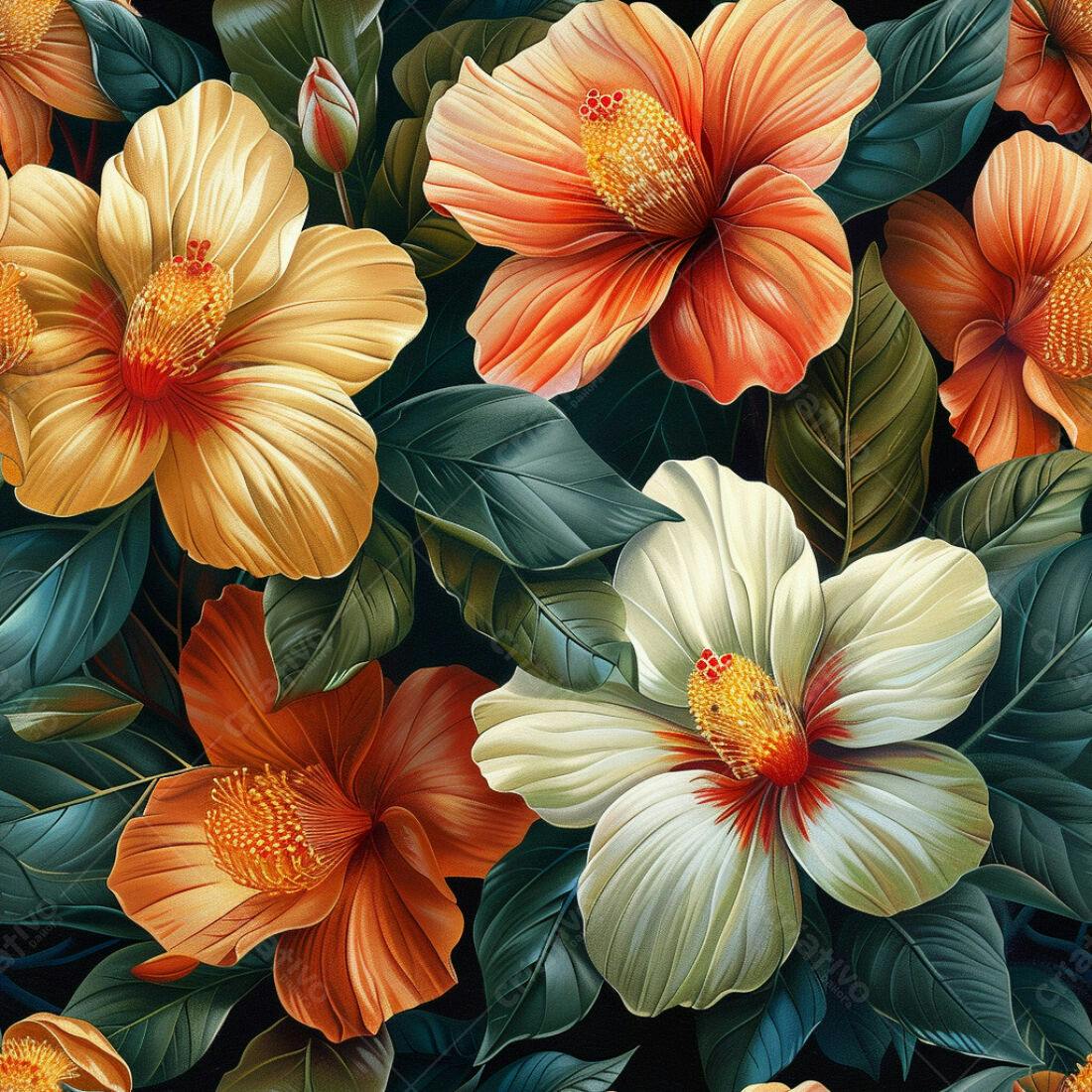 Textura Floral Hibiscus para Fundo