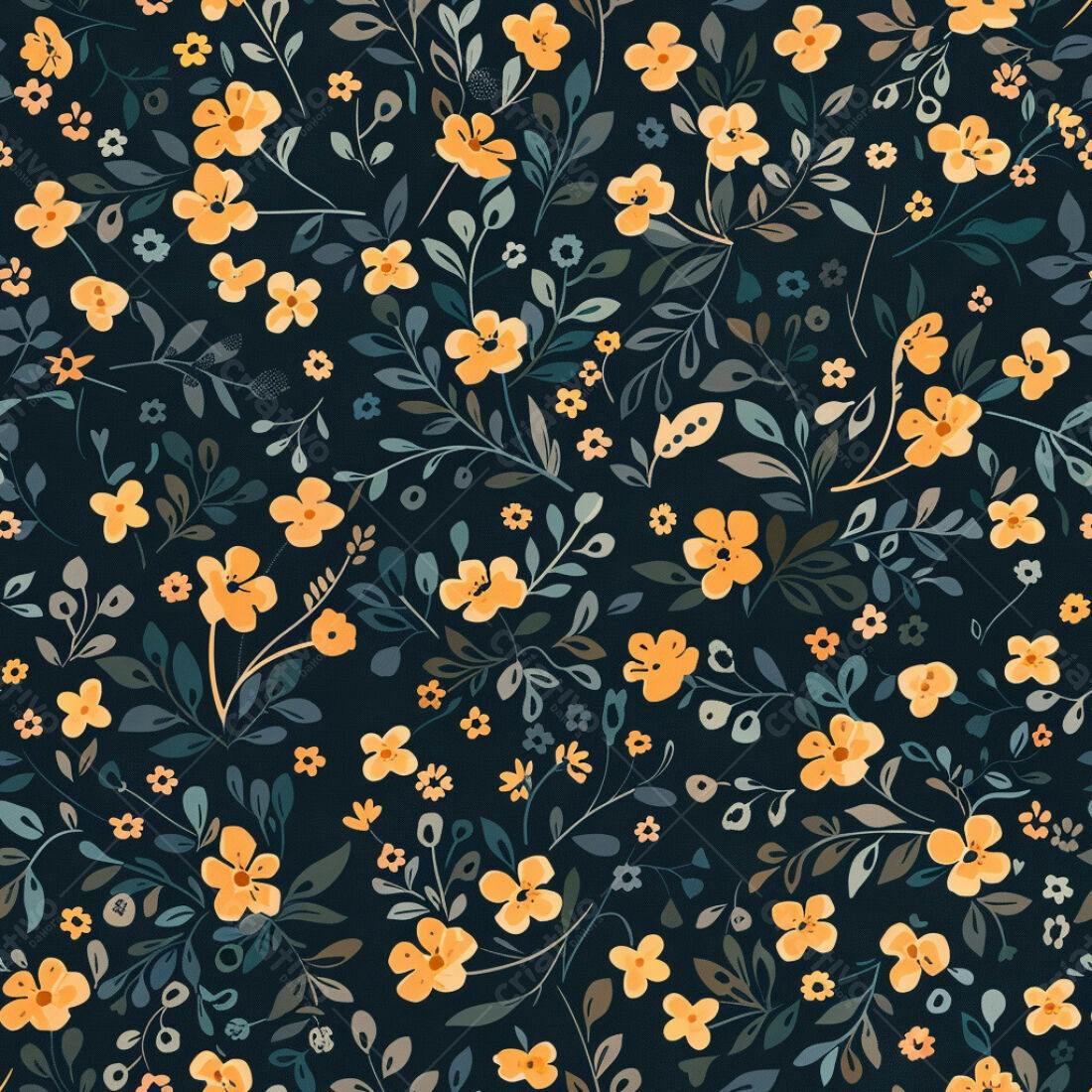 Textura floral amarela escura para fundo