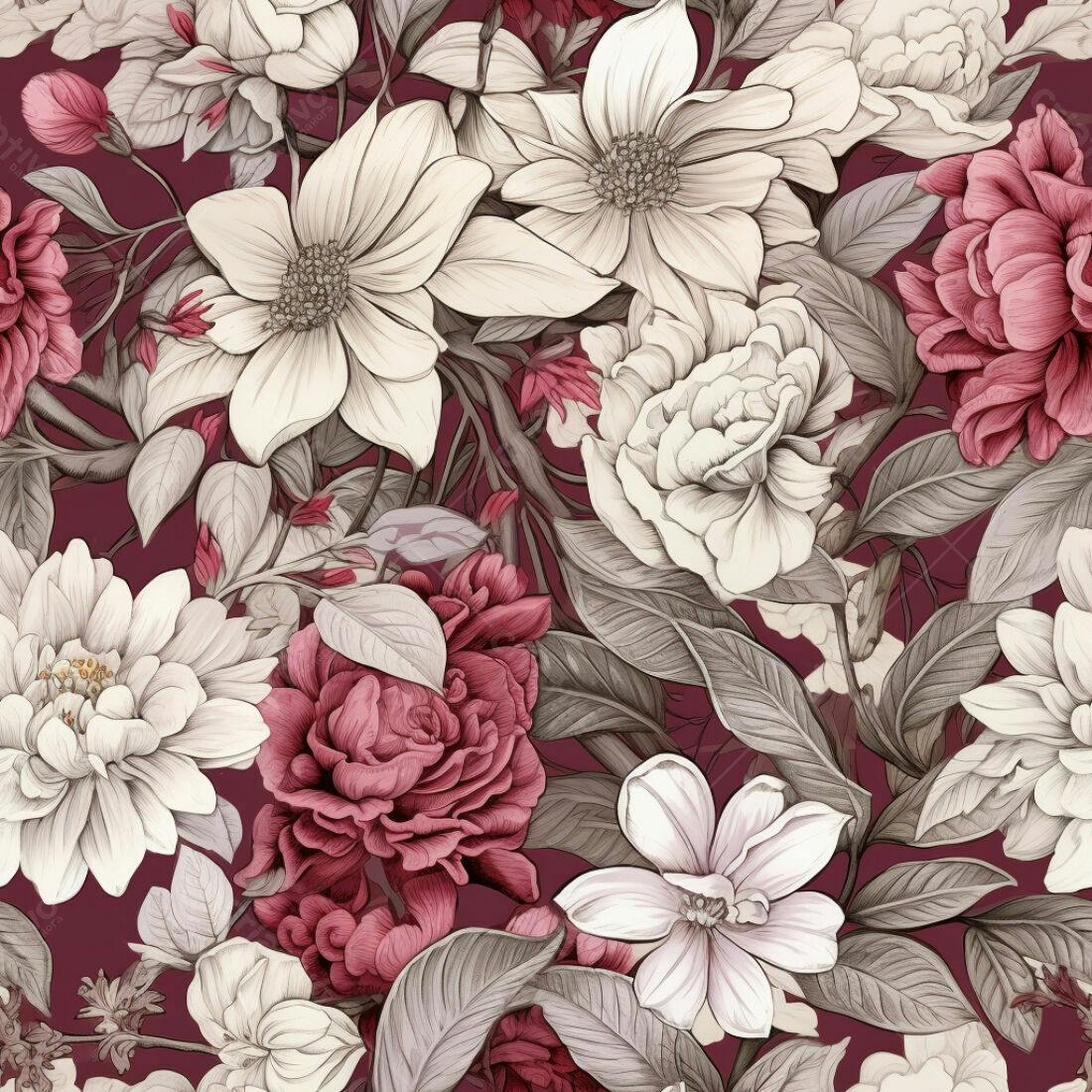 Textura Floral Romântica para Papel de Parede