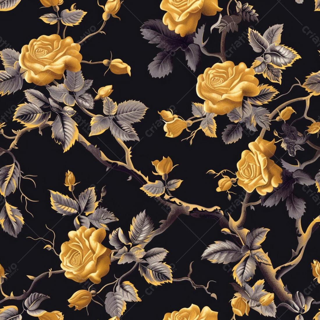 Textura floral rosas douradas para papel de parede