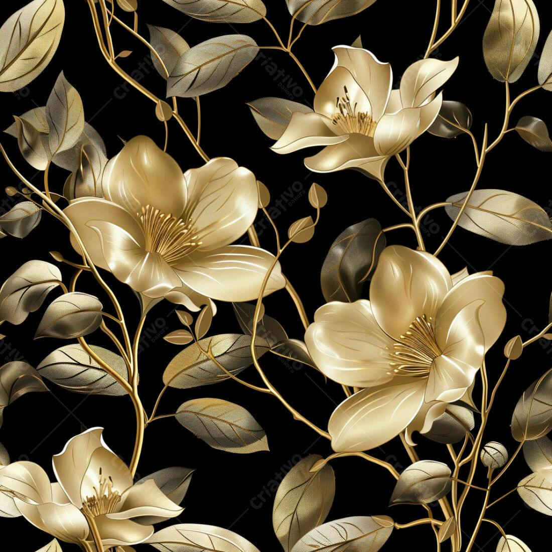 Textura floral dourada para papel de parede