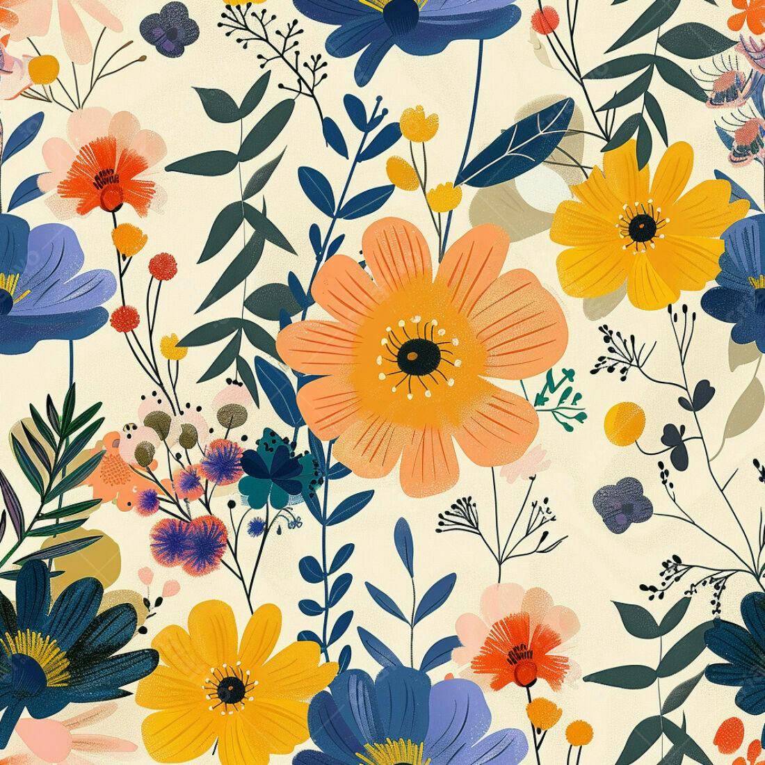 Textura floral vibrante para papel de parede