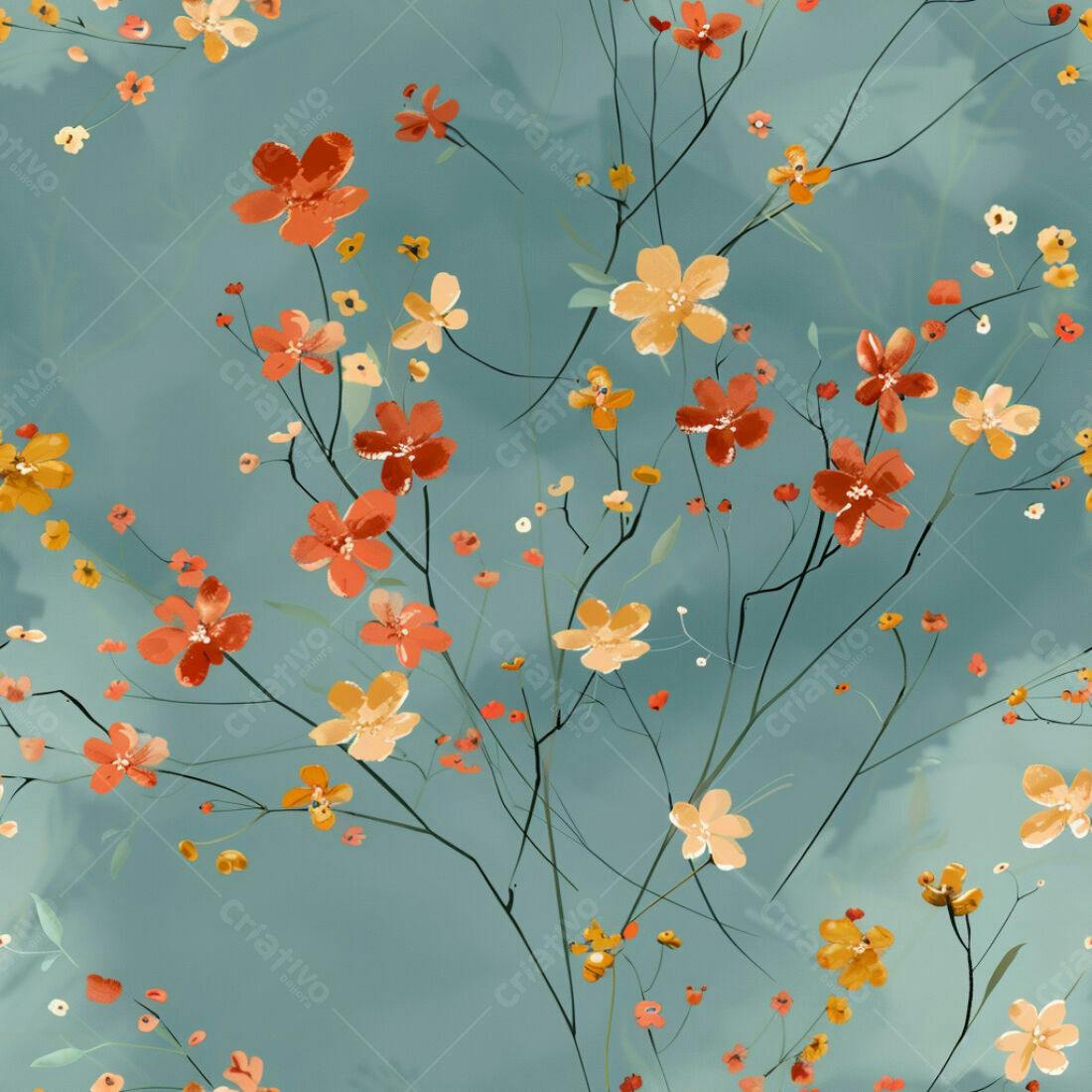 Textura floral laranja e amarelo para fundo