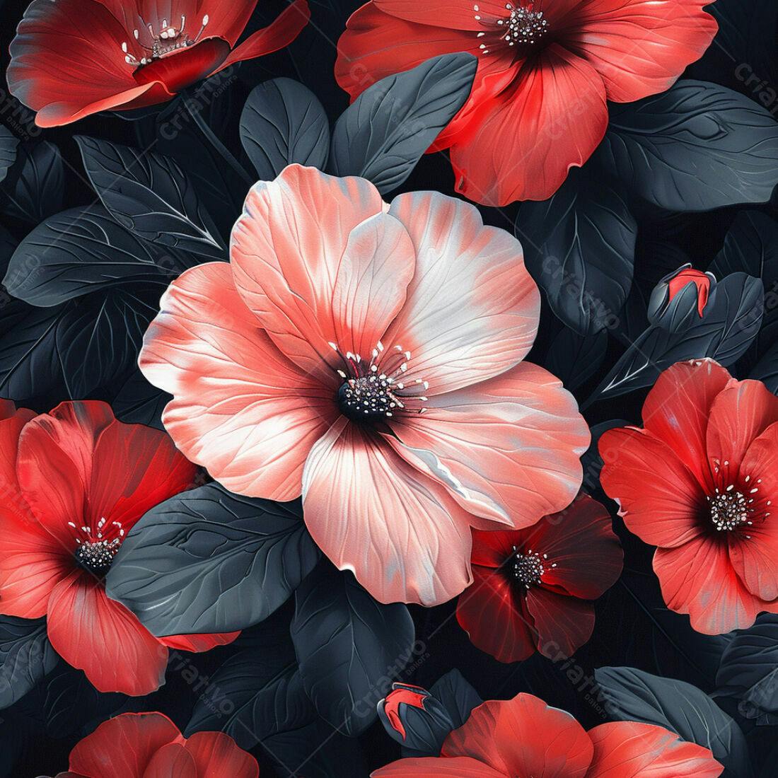 Textura floral vermelho e rosa para papel de parede