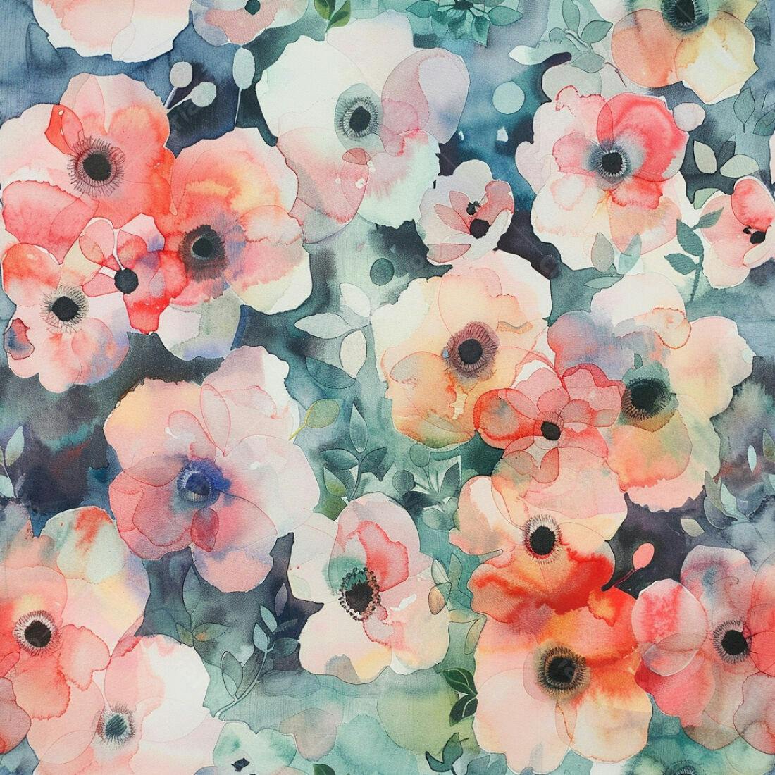 Textura floral aquarela para papel de parede