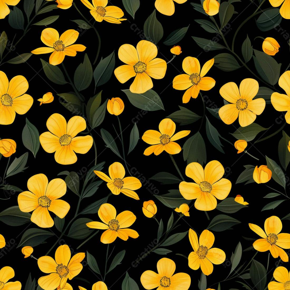 Textura floral amarela para fundo