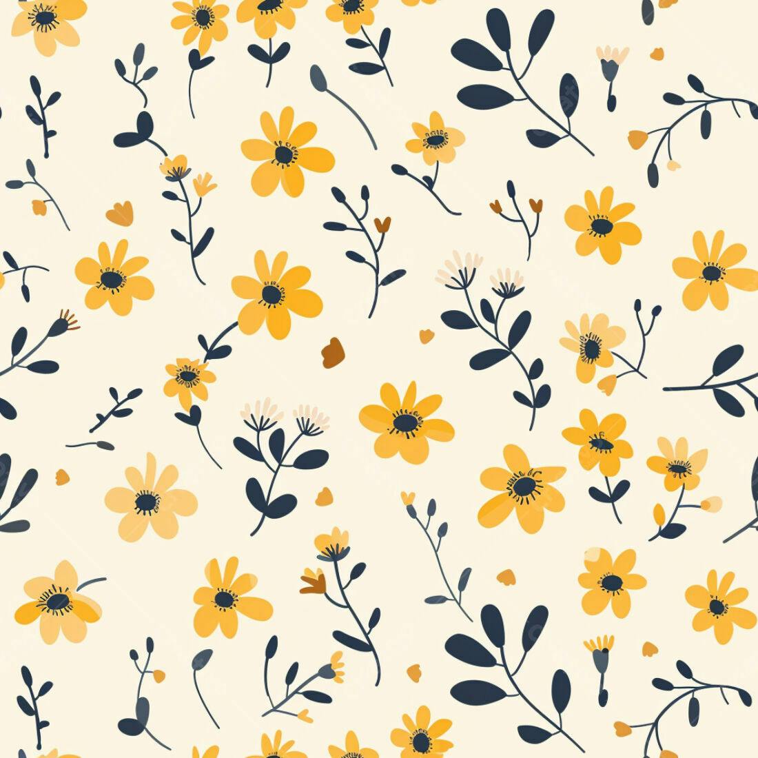 Textura Floral Amarela para Fundo