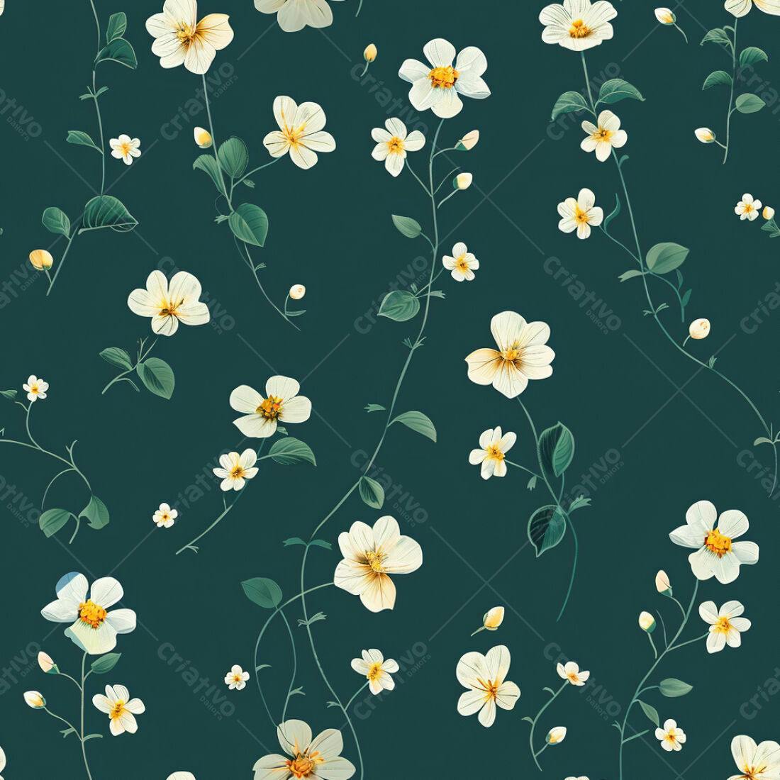 Textura floral branca e verde para fundo