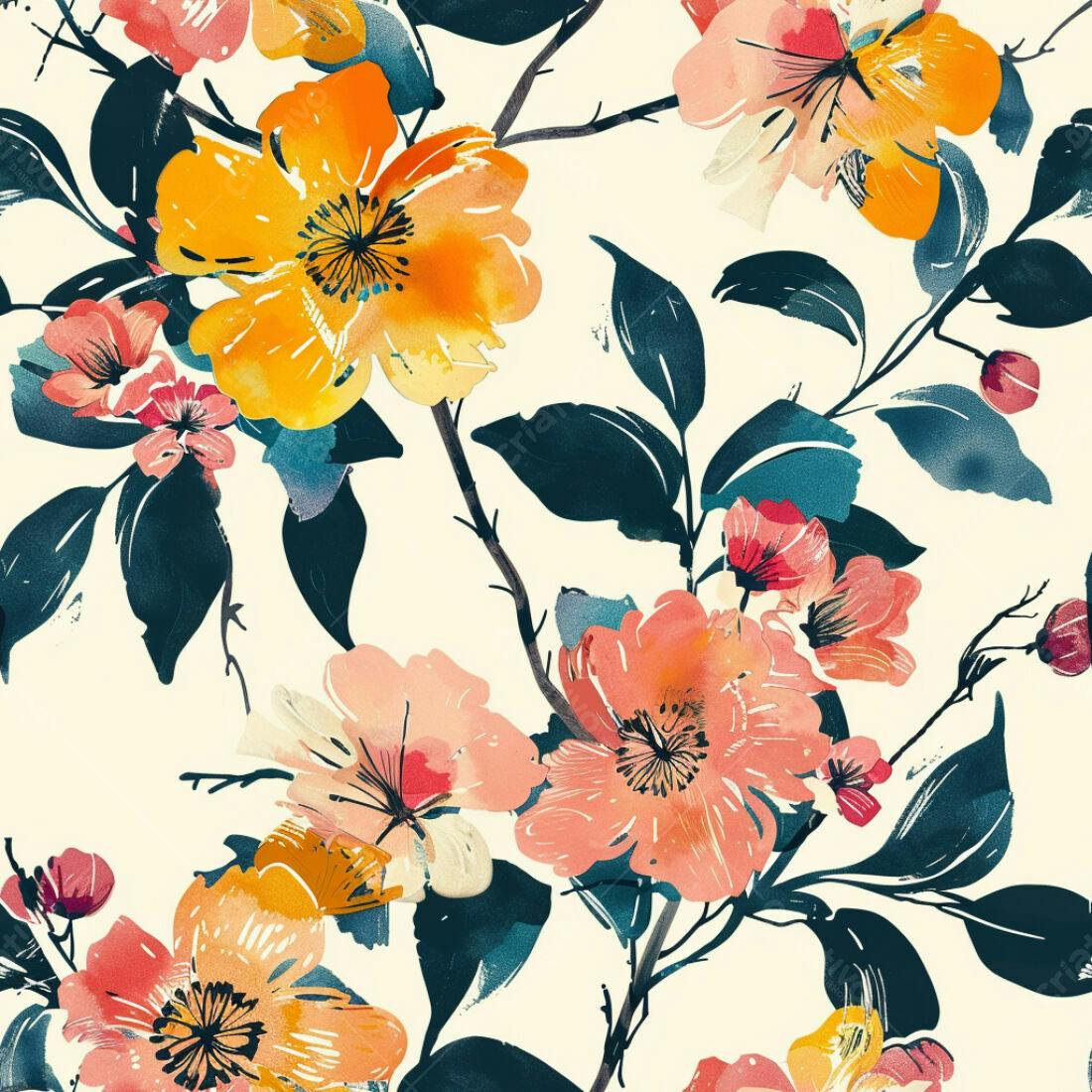 Textura floral aquarela para papel de parede