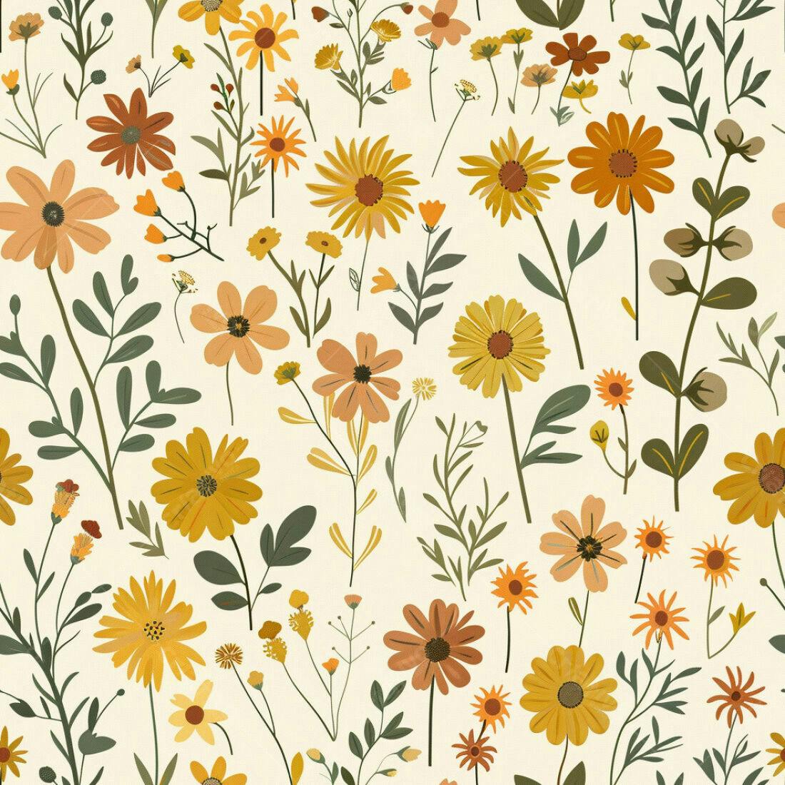 Textura floral amarela e laranja para papel de parede
