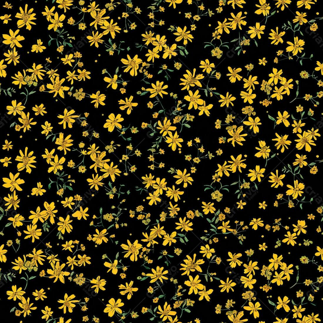 Textura floral amarela para fundo preto