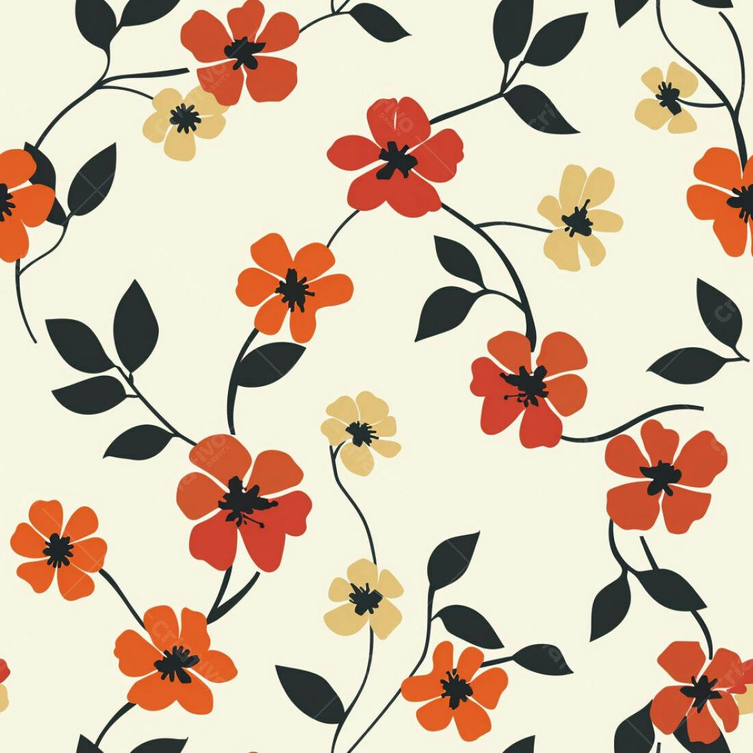 Textura floral laranja e bege para papel de parede