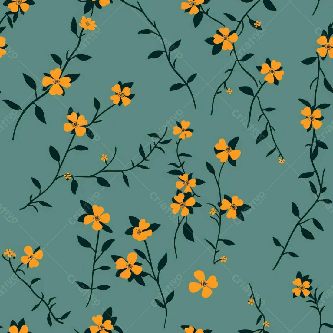 Textura Floral Amarelo e Verde para Fundo