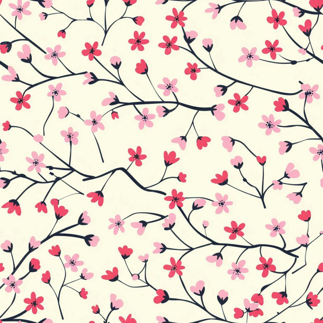 Textura Flores Cerejeira para Papel de Parede