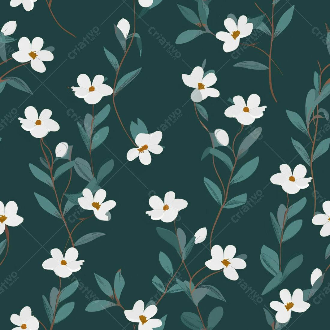 Textura floral verde e branca para fundo