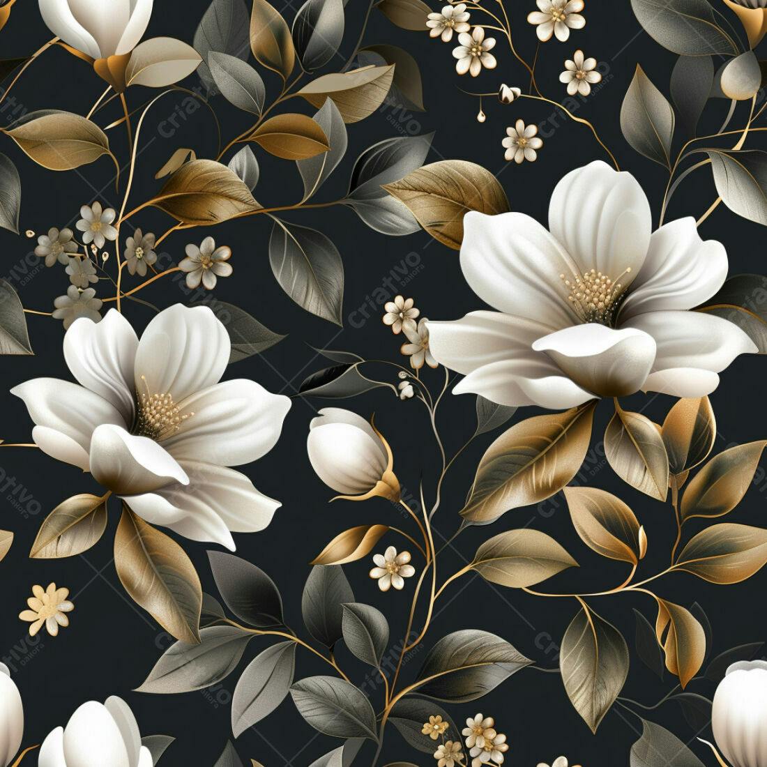 Textura floral branca e dourada para papel de parede
