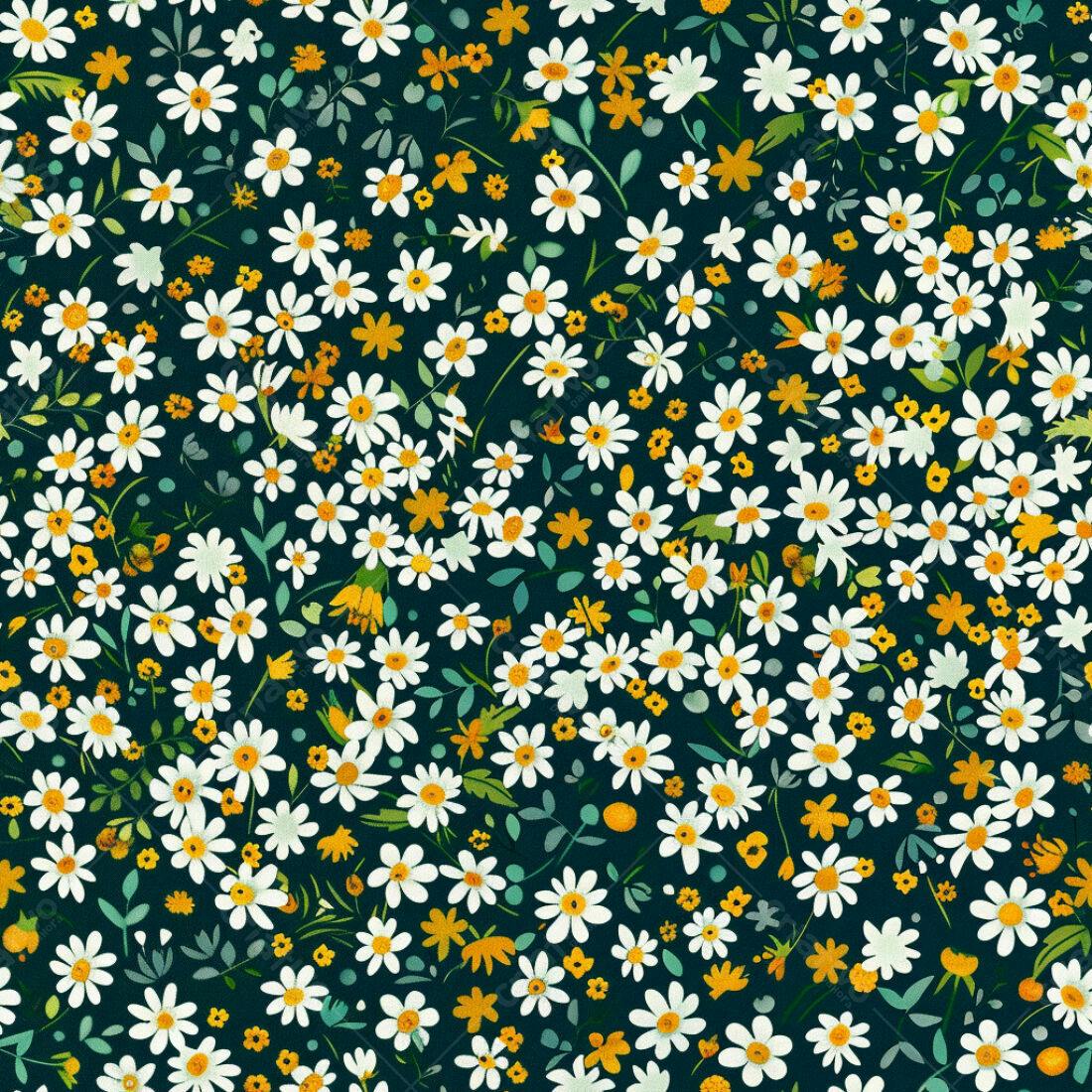 Textura floral margaridas fundo branco e amarelo