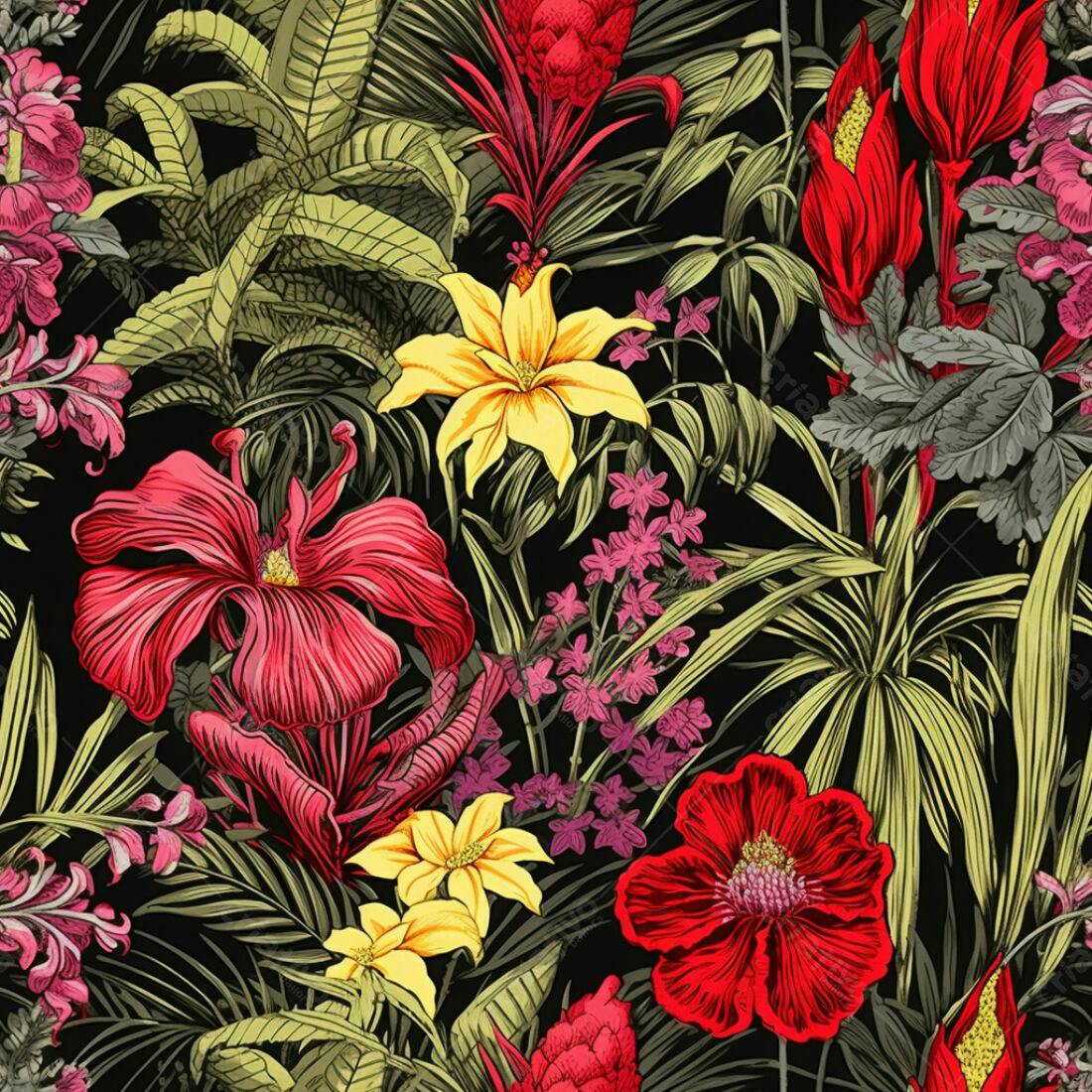 Textura floral tropical para papel de parede