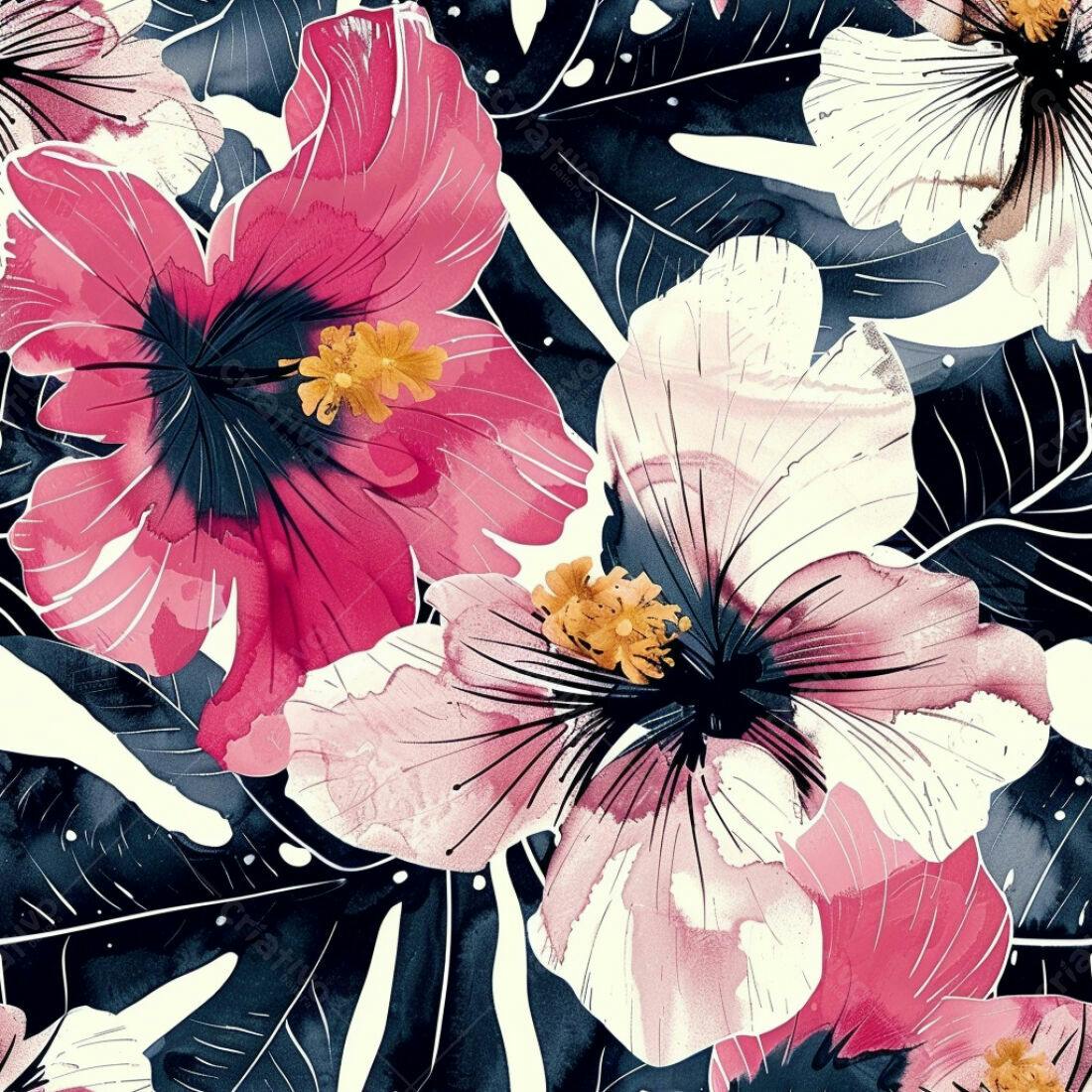 Textura floral hibiscus para papel de parede