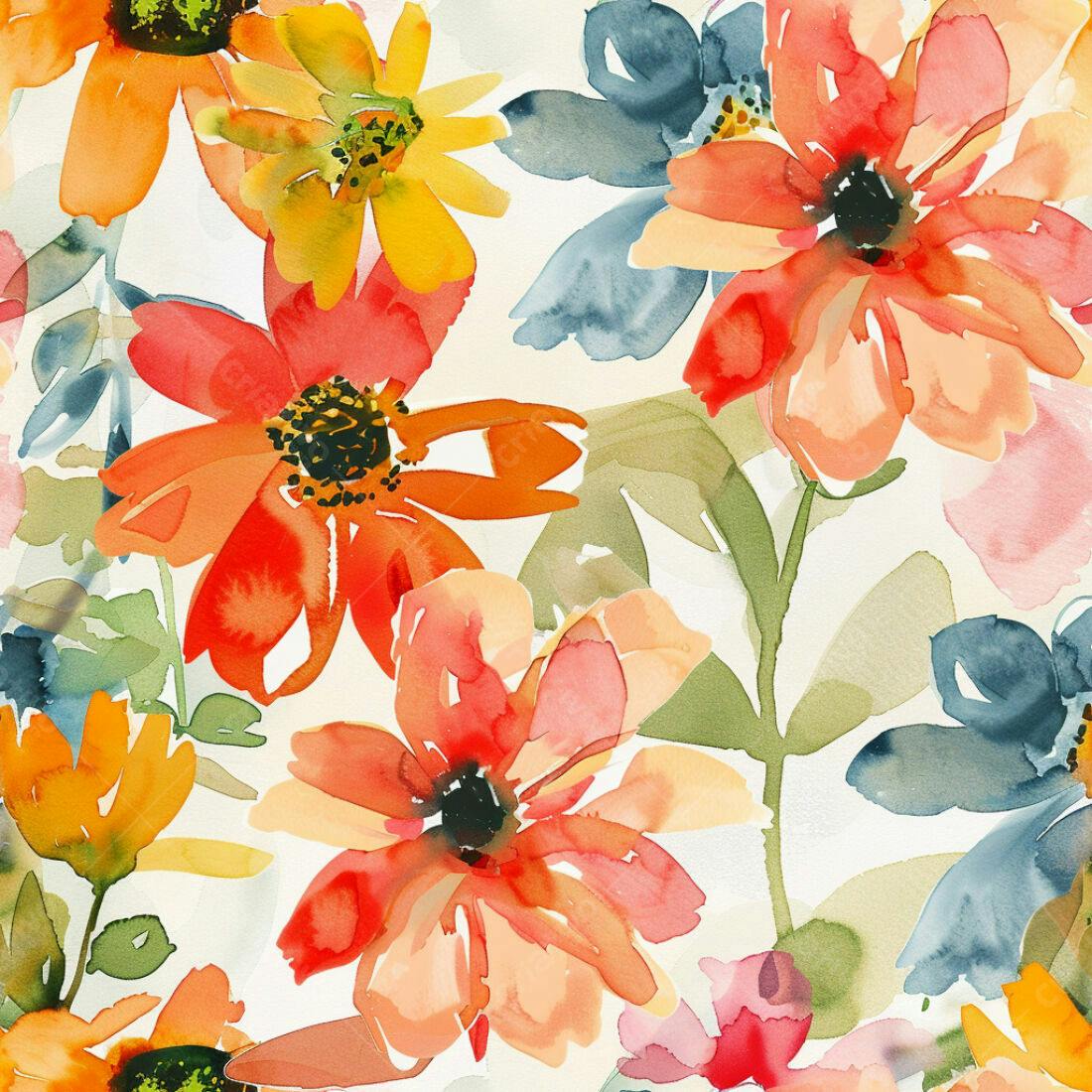 Textura floral aquarela colorida para papel de parede