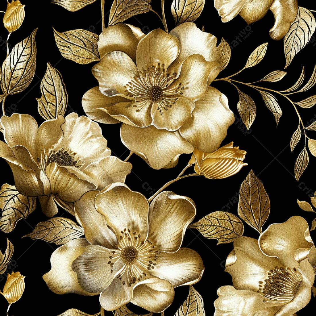 Textura floral dourada para papel de parede
