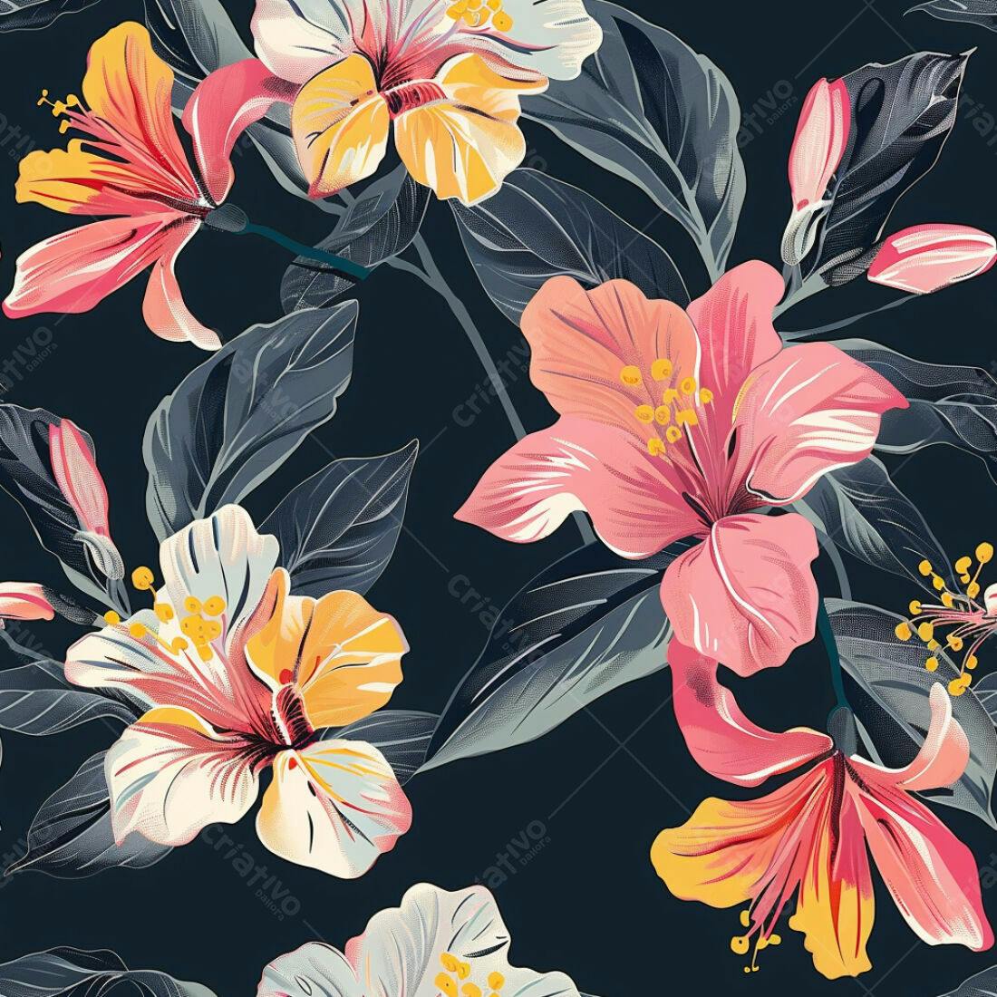 Textura floral hibiscus para papel de parede