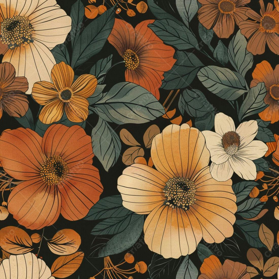 Textura floral tons terrosos para papel de parede
