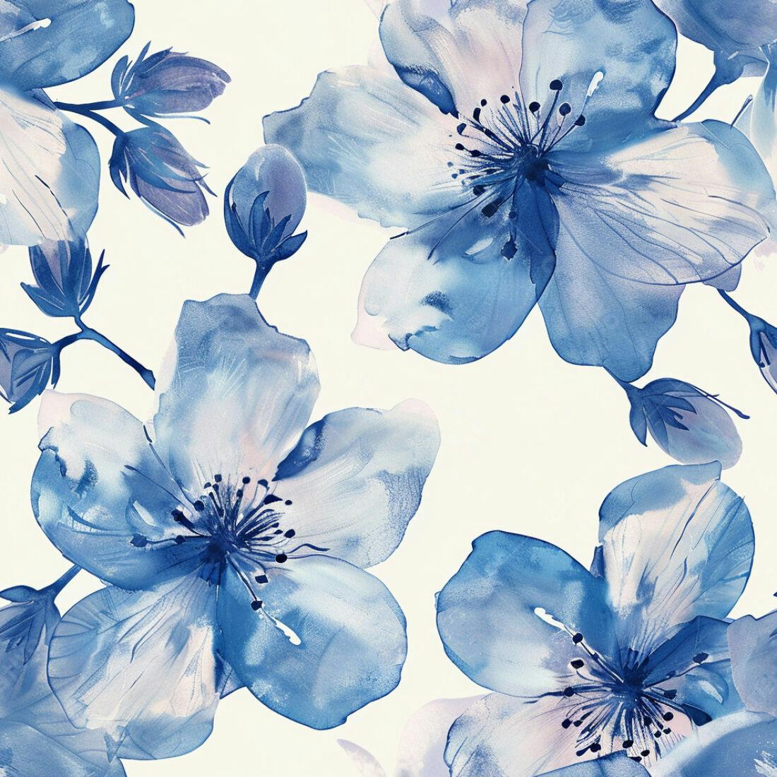 Textura floral azul aquarela para papel de parede