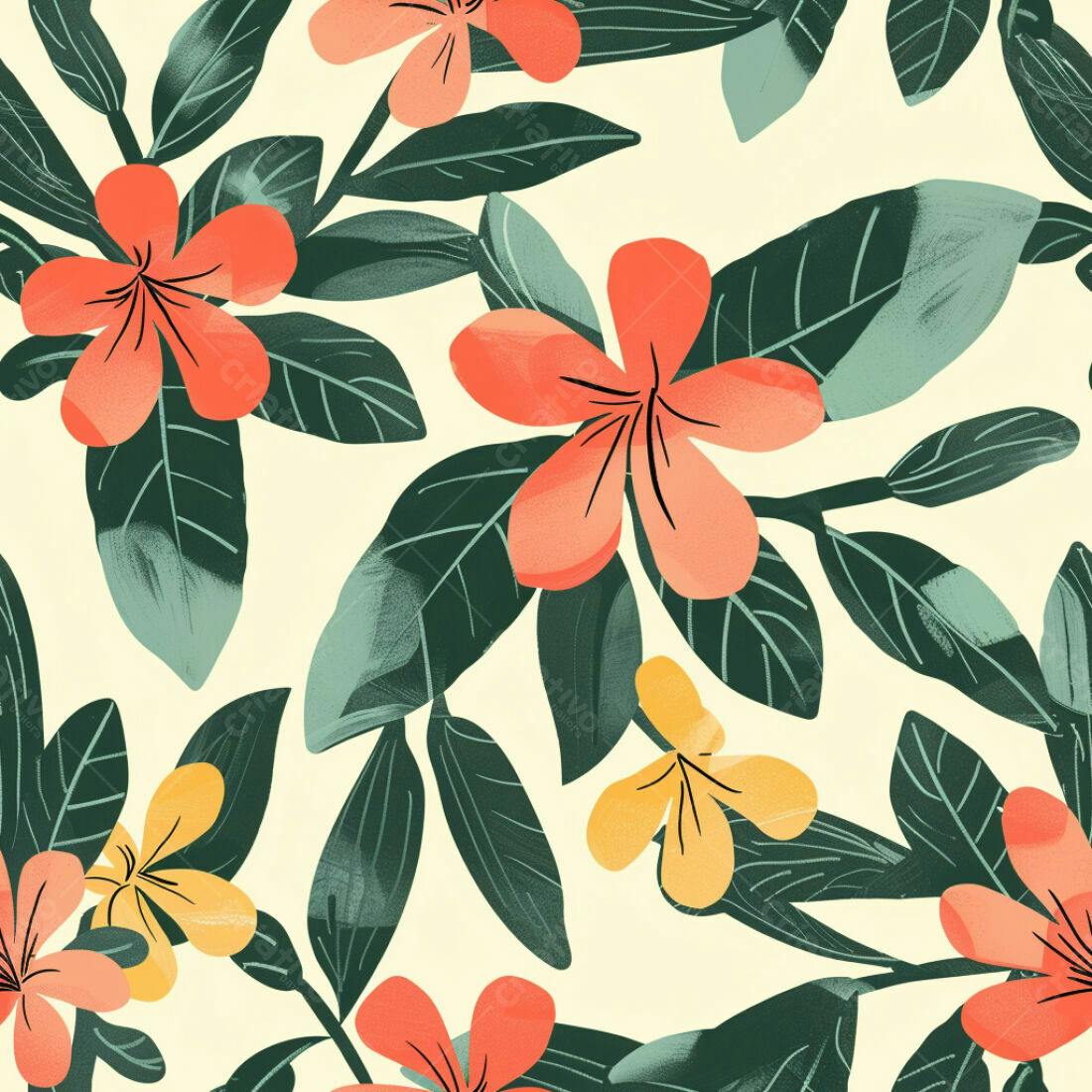 Textura floral tropical para papel de parede