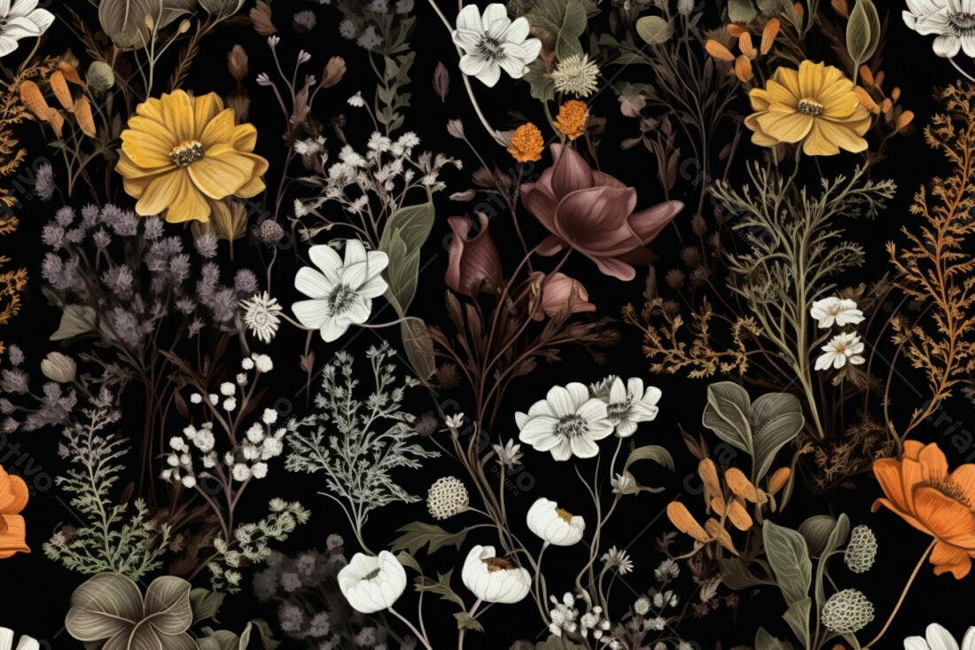 Textura floral escura para papel de parede
