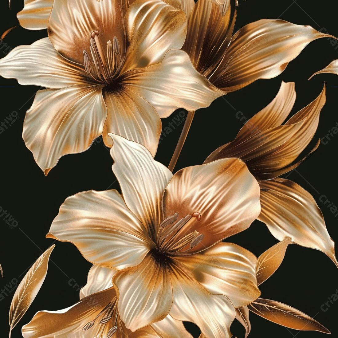 Textura Flores Douradas para Fundo Elegante