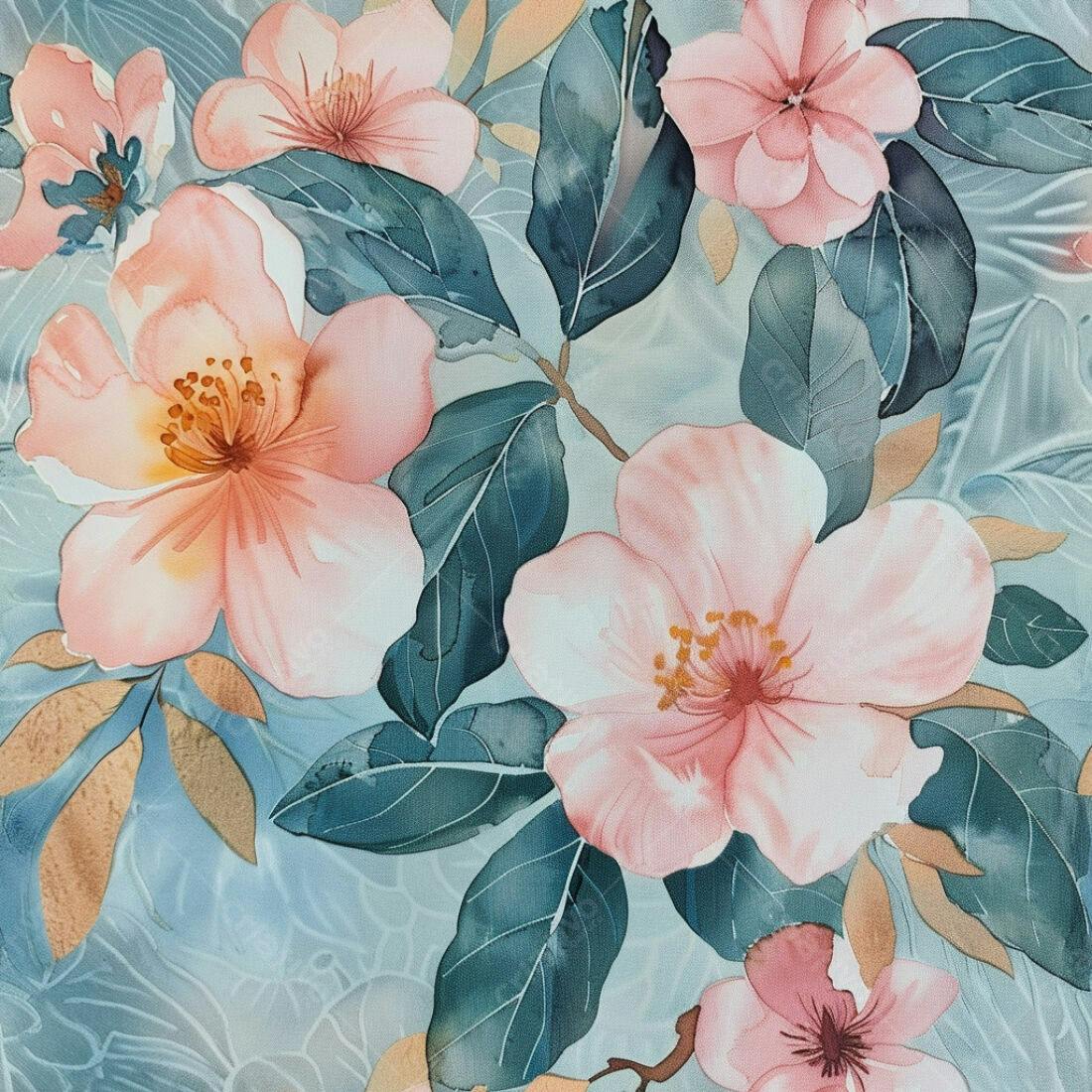 Textura floral rosa e azul para papel de parede