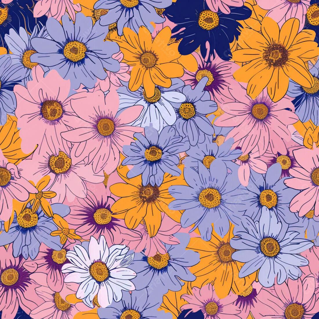 Textura floral margaridas para papel de parede
