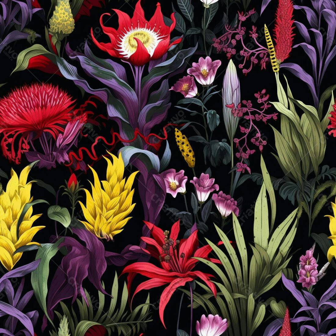 Textura floral tropical para papel de parede
