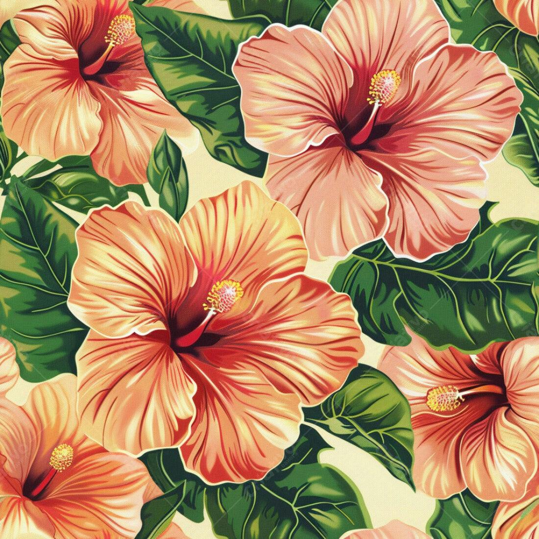 Textura Hibiscus Rosa para Papel de Parede