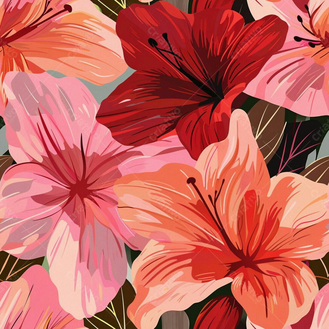Textura floral tropical para papel de parede