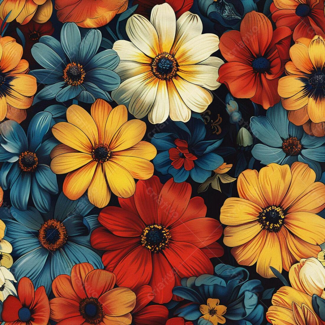 Textura floral vibrante para papel de parede