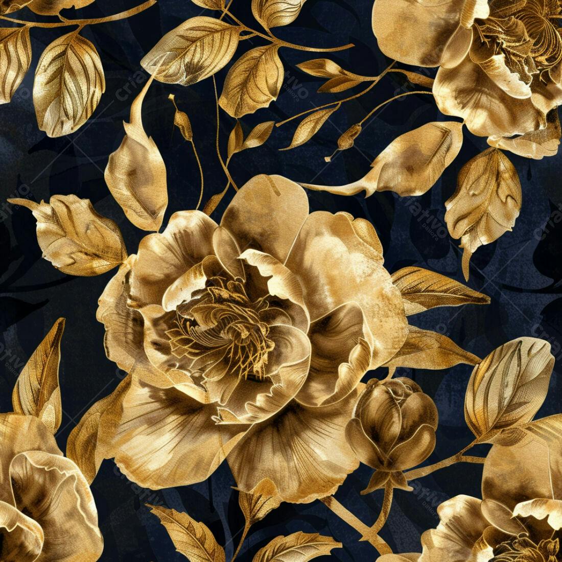 Textura floral dourada para papel de parede