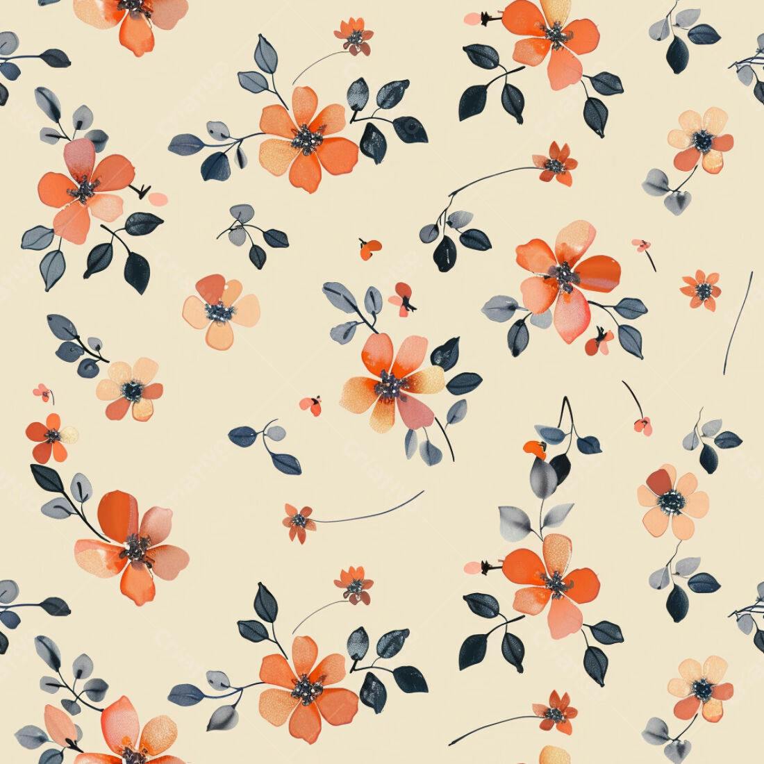 Textura floral pêssego e laranja para papel de parede